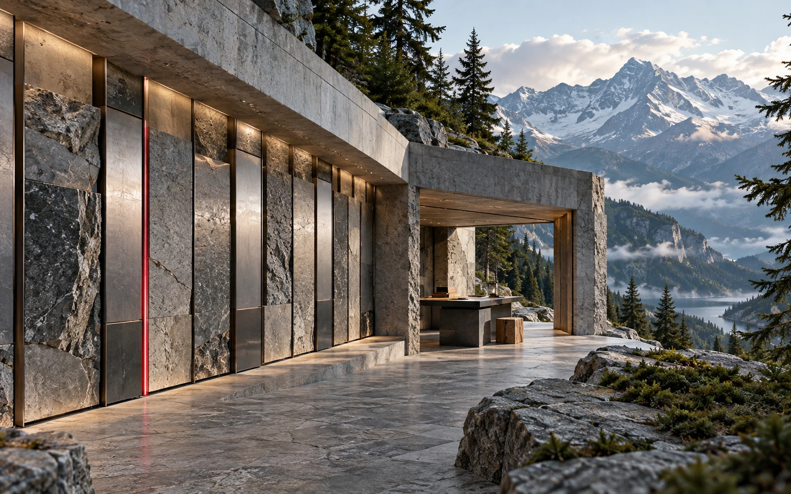 Graphite procedure archive opening onto a focused alpine working bay